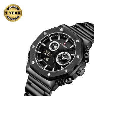 Picture of NAVIFORCE NF9216 Black Stainless Steel Dual Time Watch For Men - Black
