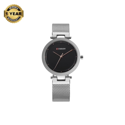 Picture of CURREN 9005 Silver Mesh Stainless Steel Analog Watch For Women - Black & Silver