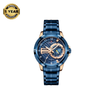 Picture of NAVIFORCE NF9206 Royal Blue Stainless Steel Chronograph Watch For Men - RoseGold & Royal Blue