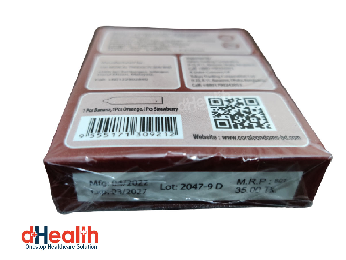 Picture of Coral 3 Fruits Flavor Condom Girl, Single Pack, 3 Pcs