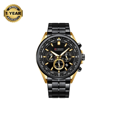 Picture of CURREN 8399 Black Stainless Steel Chronograph Watch For Men - Golden & Black