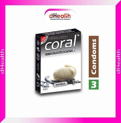 Picture of Coral Vanilla Flavor Condom Condom Single Pack 3 Pcs