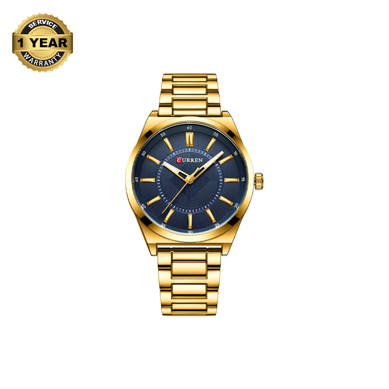 Picture of CURREN C8407M Golden Stainless Steel Analog Watch For Men - Royal Blue & Golden