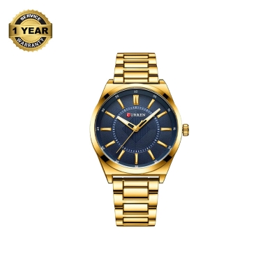 Picture of CURREN C8407M Golden Stainless Steel Analog Watch For Men - Royal Blue & Golden
