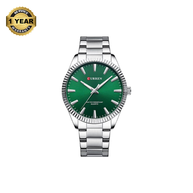 Picture of CURREN 8425 Silver Stainless Steel Analog Watch For Men - Green & Silver