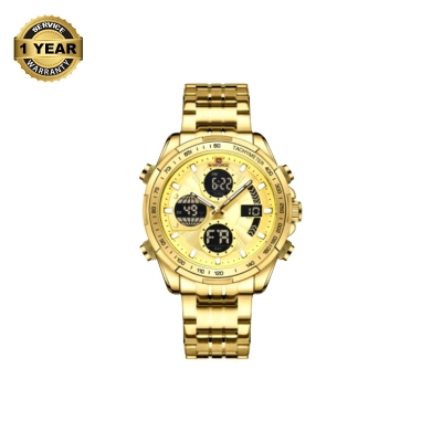 Picture of NAVIFORCE NF9197M Golden Stainless Steel Dual Time Watch For Men - Golden