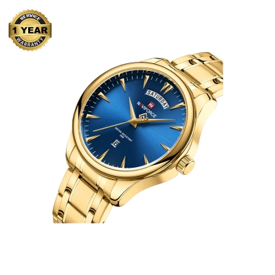 Picture of NAVIFORCE NF9213 Golden Stainless Steel Analog Watch For Men - Royal Blue & Golden