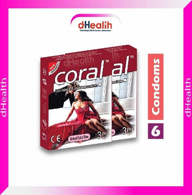 Picture of Coral Dotted Extra Time Condom 2's Combo Pack 6 Pcs