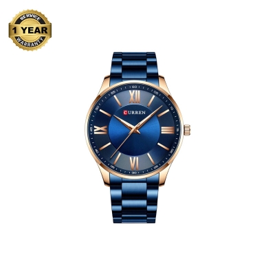 Picture of CURREN 8383 Royal Blue Stainless Steel Analog Watch For Men - RoseGold & Royal Blue