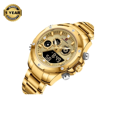 Picture of NAVIFORCE NF9217 Golden Stainless Steel Dual Time Watch For Men - Golden