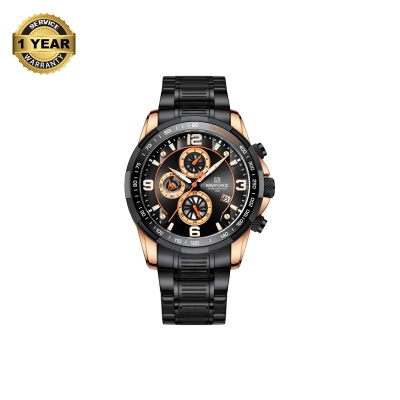 Picture of NAVIFORCE NF8020 Black Stainless Steel Chronograph Watch For Men - RoseGold & Black
