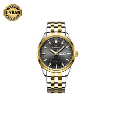 Picture of NAVIFORCE NF9203 Silver And Golden Two-tone Stainless Steel Analog Watch For Men - Black & Golden