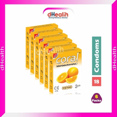 Picture of Coral Orange Flavor Condom 6's Pack (18 Pcs)