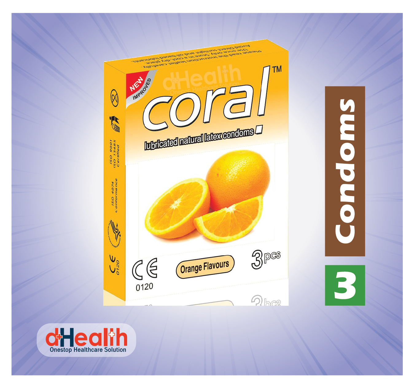 Picture of Coral Orange Flavor Condom 6's Pack (18 Pcs)