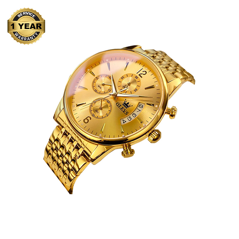 Picture of OLEVS 2867 Golden Stainless Steel Chronograph Watch For Men - Golden