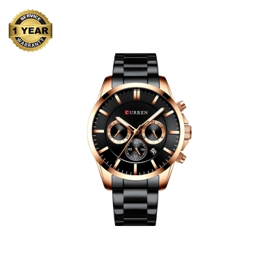 Picture of CURREN 8358 Black Stainless Steel Chronograph Watch For Men - RoseGold & Black