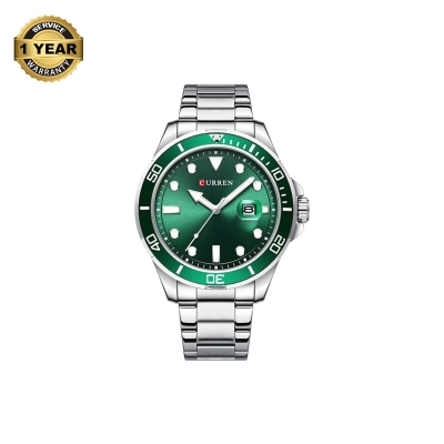 Picture of CURREN C8388M Silver Stainless Steel Analog Watch For Men - Green & Silver