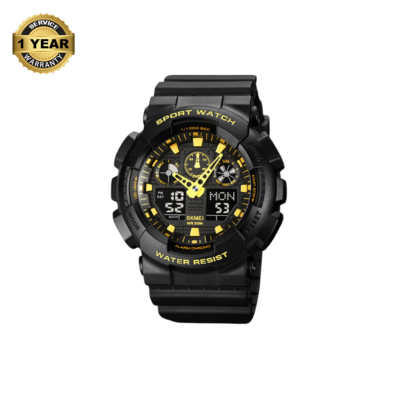 Picture of SKMEI 1832 Black PU Sports Dual Time LED Digital Chronograph Display Luminous Waterproof Watch For Men