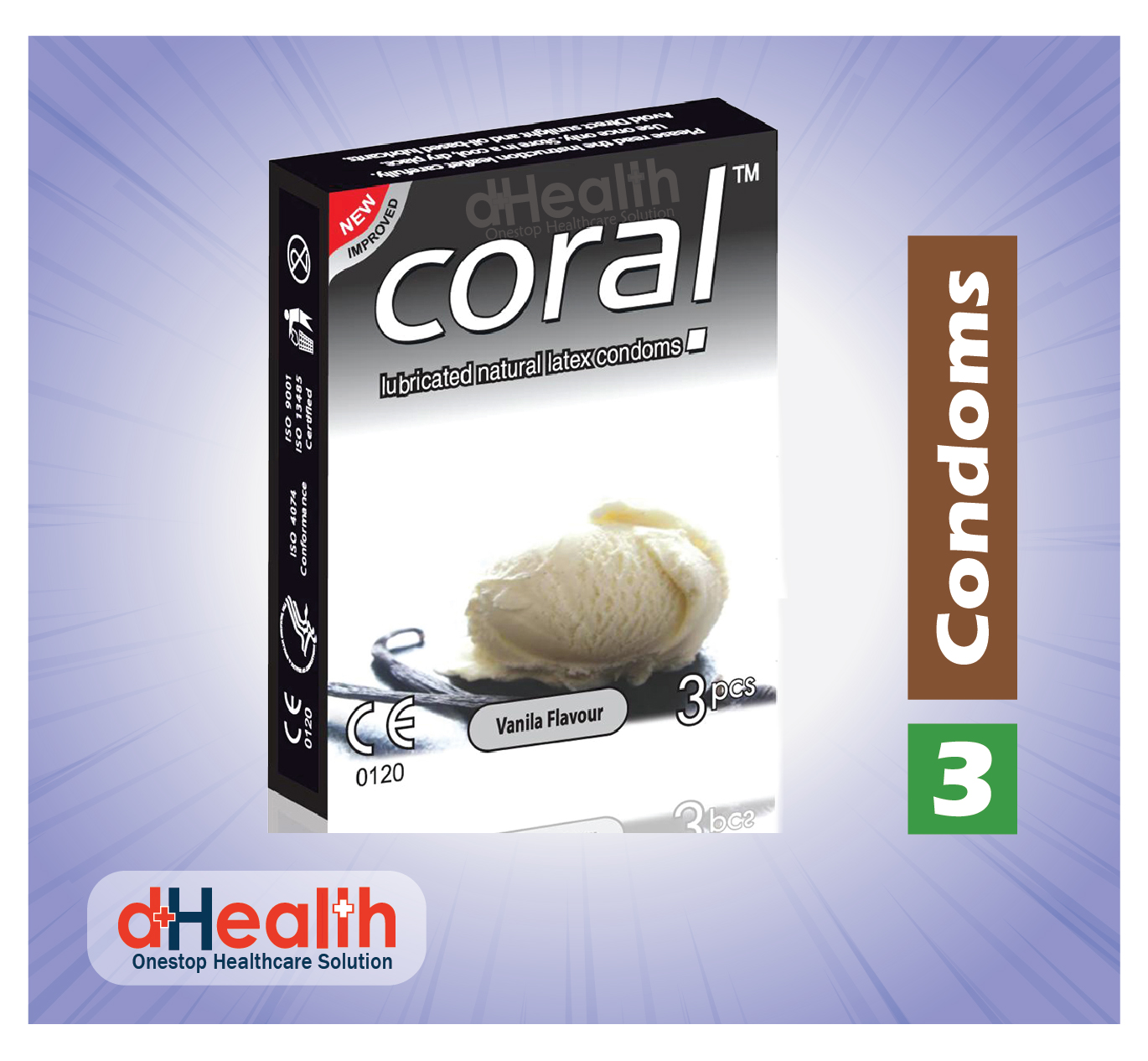 Picture of Coral Vanilla Flavor Condom 6's Pack (18 Pcs)