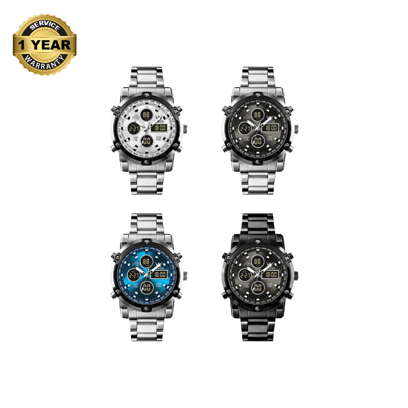 Picture of OLEVS 1106 Complication Luxury Stainless Steel Strap Men Wrist Watch Sport Digital Waterproof Watches for Men Luminous Alarm