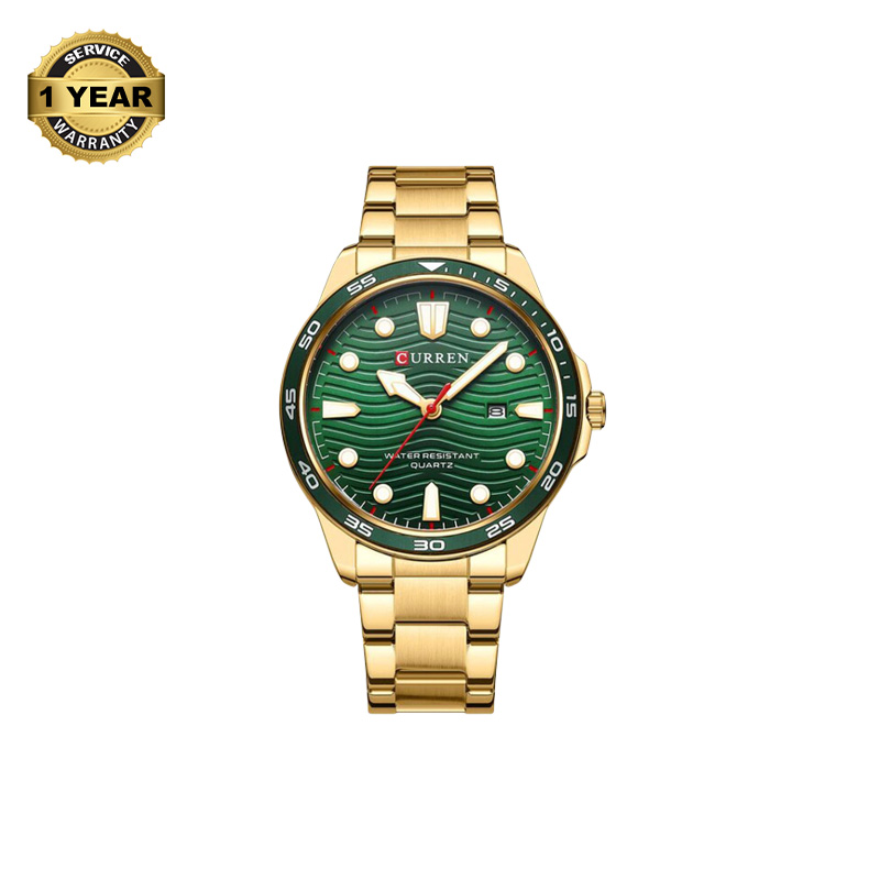 Picture of CURREN C8426 Golden Stainless Steel Analog Watch For Men - Green & Golden