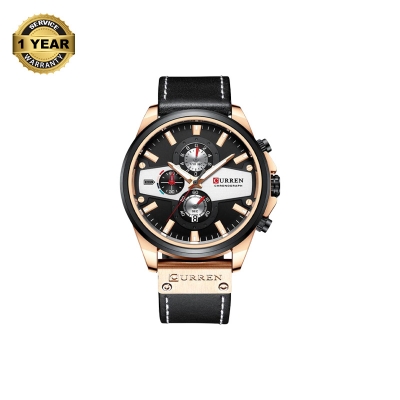 Picture of CURREN C8394 Black PU Leather Chronograph Watch For Men - RoseGold & Black