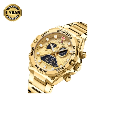 Picture of NAVIFORCE NF9207 Golden Stainless Steel Dual Time Watch For Men - Golden