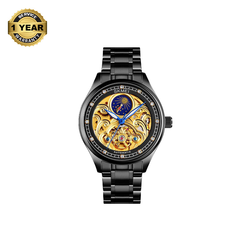 Picture of SKMEI M025 Black Stainless Steel Automatic Watch For Men - Black