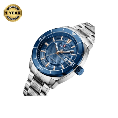 Picture of NAVIFORCE NF9210 Silver Stainless Steel Analog Watch For Men - Royal Blue & Silver