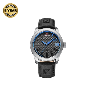 Picture of NAVIFORCE NF9202L Black PU Leather Analog Watch For Men - Silver & Black