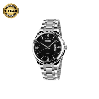 Picture of SKMEI 9069 Silver Stainless Steel Analog Watch For Men - Black & Silver