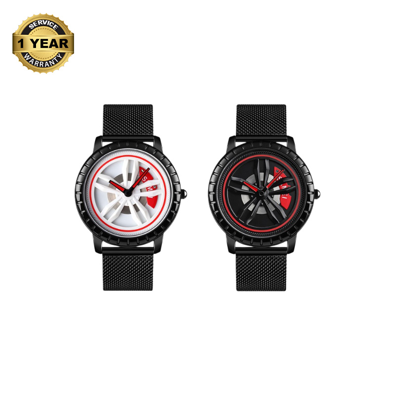 Picture of SKMEI 1634 Black Mesh Stainless Steel Rotation Wheel Fashion Waterproof Analog Quartz Watch For Men