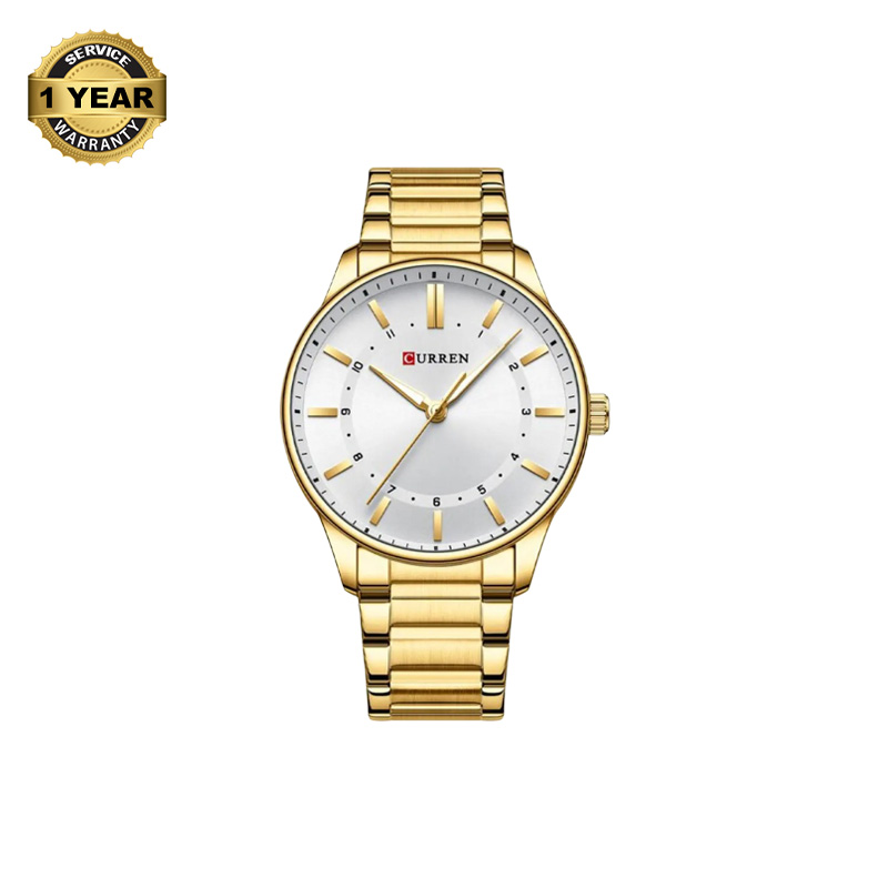Picture of CURREN C8430 Golden Stainless Steel Analog Watch For Men - White & Golden