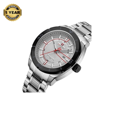 Picture of NAVIFORCE NF9210 Silver Stainless Steel Analog Watch For Men - White & Silver