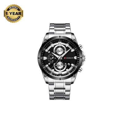 Picture of CURREN C8360G Stainless Steel Chronograph Watch For Men - Black Silver