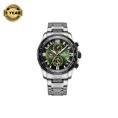 Picture of NAVIFORCE NF8020 Silver Stainless Steel Chronograph Watch For Men - Green & Silver