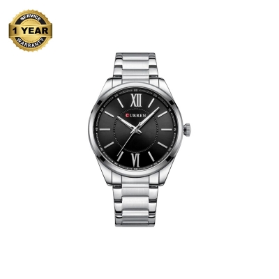 Picture of CURREN 8423S Silver Stainless Steel Analog Watch For Men - Black & Silver