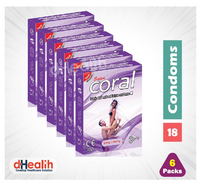 Picture of Coral Long Lasting Condom 6's Pack (18 Pcs), 1 Ry Jelly 10g (Personal Lubricant) Free