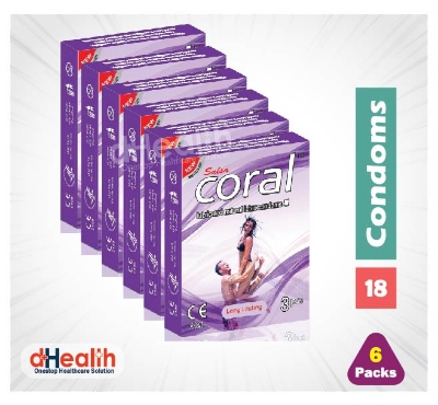 Picture of Coral Long Lasting Condom 6's Pack (18 Pcs), 1 Ry Jelly 10g (Personal Lubricant) Free
