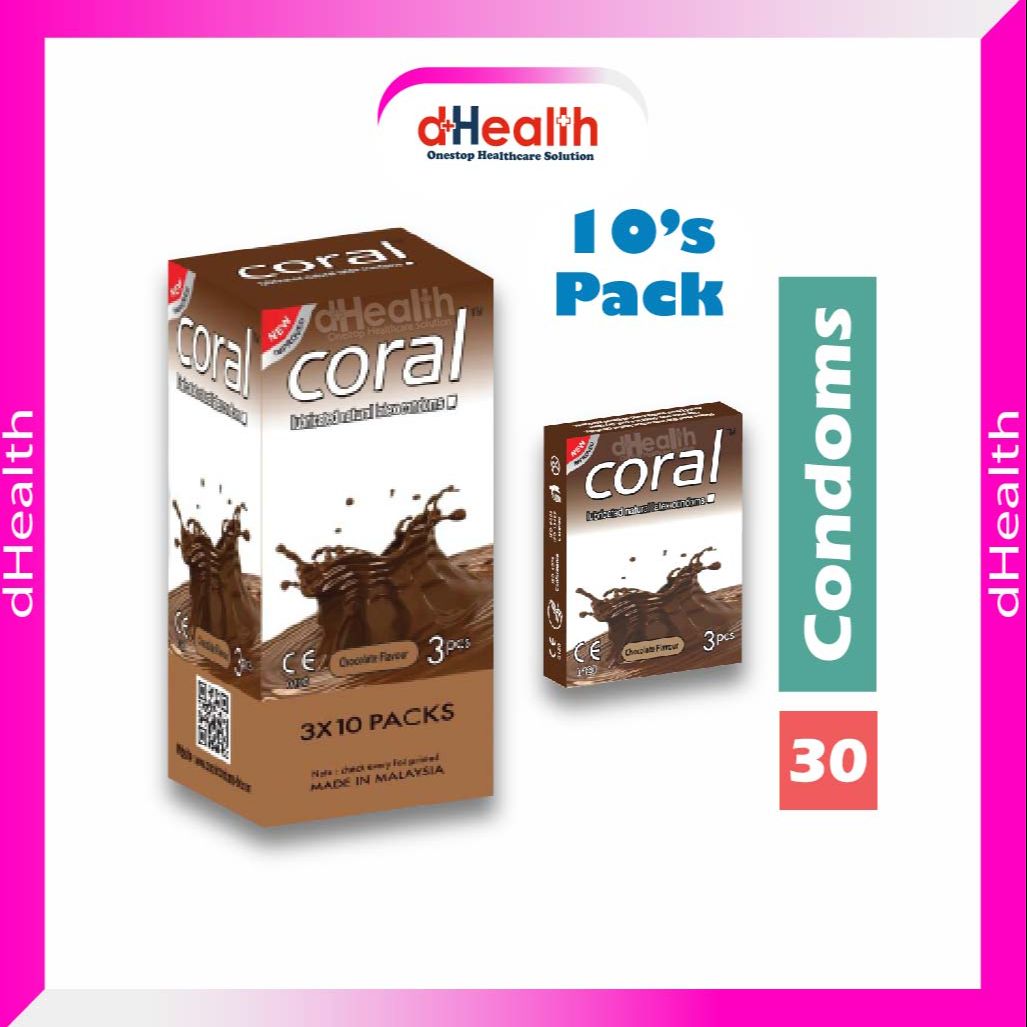 Picture of Coral Chocolate Flavor Condom Full Box / 10's Pack (30 Pcs)