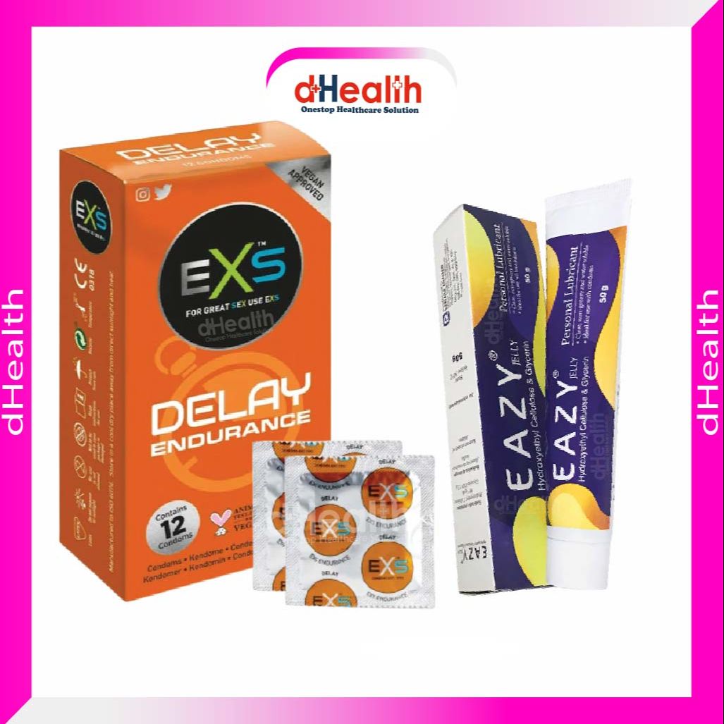 Picture of EXS Delay Condom / Delay Endurance- 12's Pack & Eazy Jelly 50g (personal Lubricant) Combo Pack