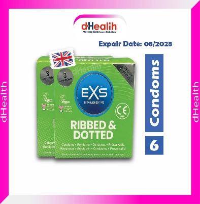 Picture of EXS Comfy Fit Condom Ribbed & Dotted 2's Combo Pack 3x2=6pcs (Made in UK)