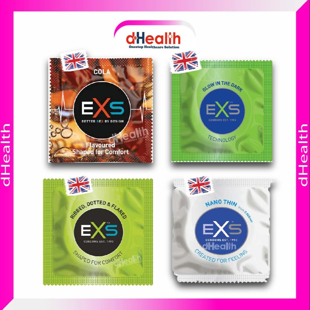 Picture of EXS Mixed Condom (Ribbed & Dotted 1 pack, Nano Thin 1 pack, Cola 1 pack & Glow 1 pack)