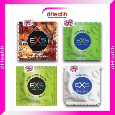 Picture of EXS Mixed Condom (Ribbed & Dotted 1 pack, Nano Thin 1 pack, Cola 1 pack & Glow 1 pack)
