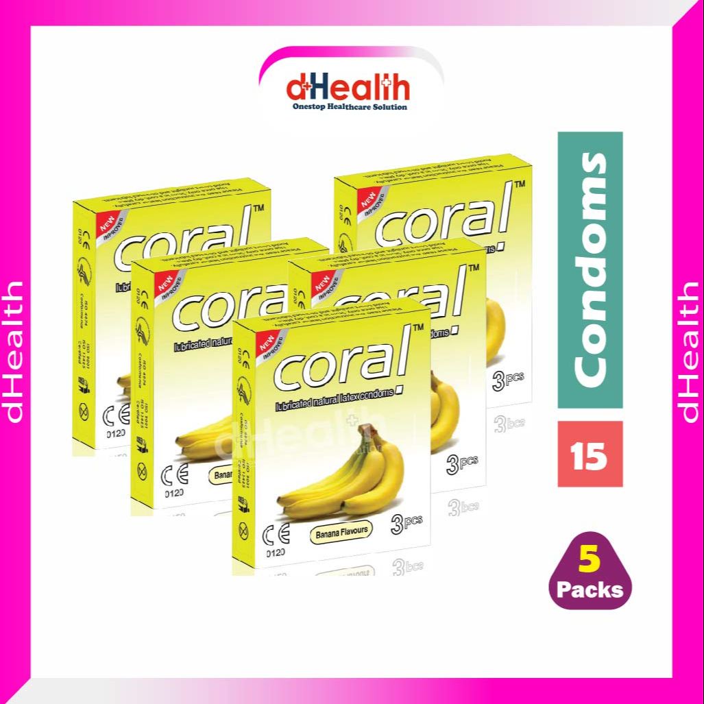 Picture of Coral Banana Lubricated Condoms 5's Combo Pack- (5x3=15Pcs)