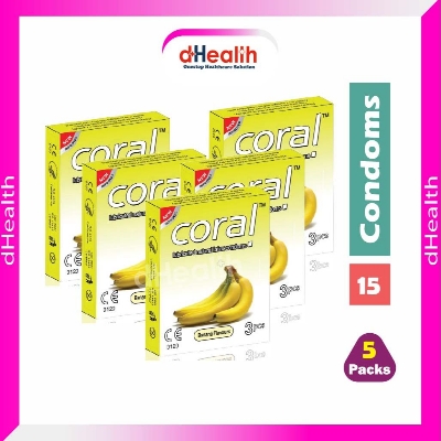 Picture of Coral Banana Lubricated Condoms 5's Combo Pack- (5x3=15Pcs)