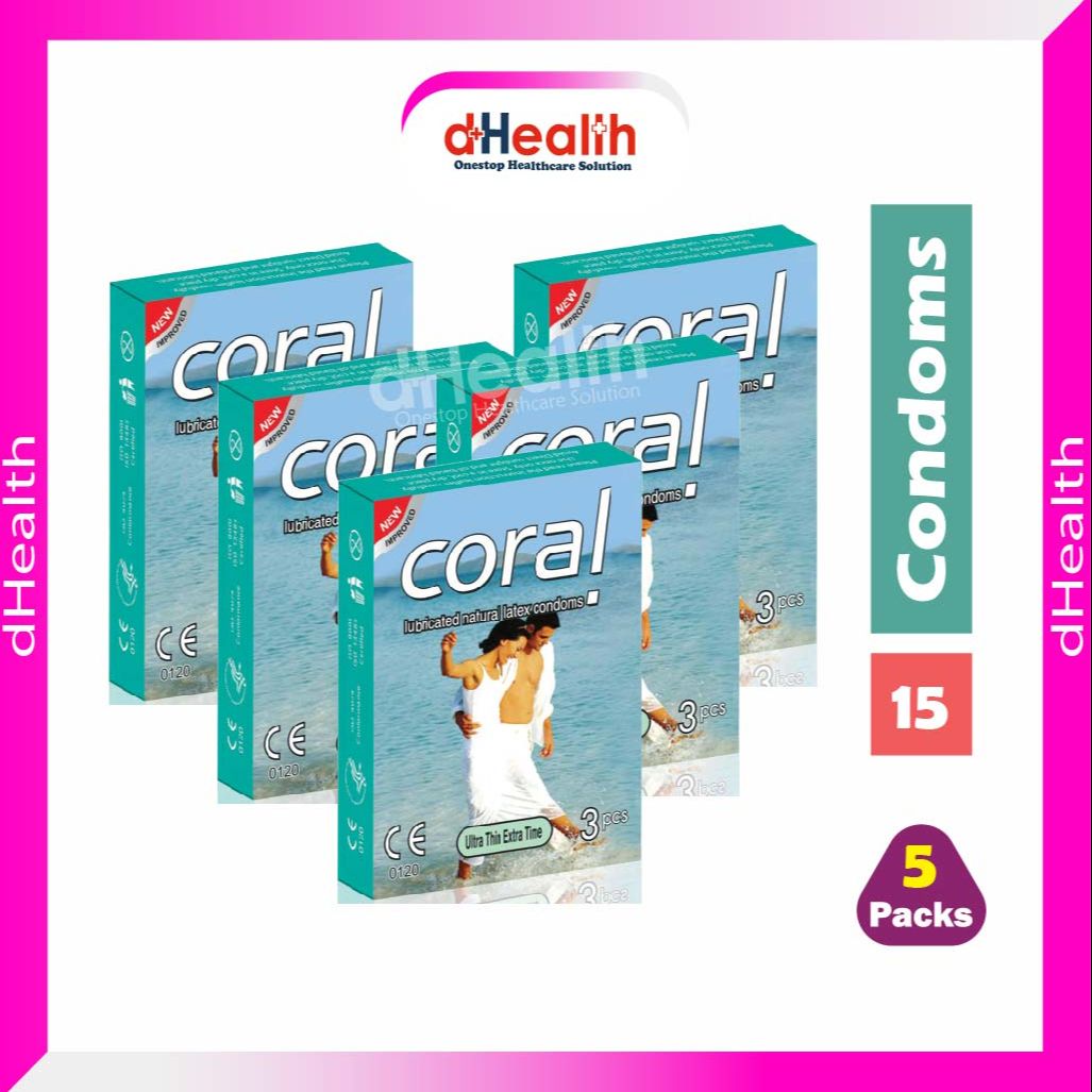 Picture of Coral Ultra Thin Extra Time Flavors Lubricated Natural Latex Condoms 5's Combo Pack- (5x3=15Pcs)
