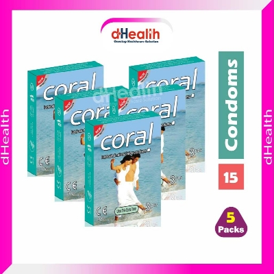 Picture of Coral Ultra Thin Extra Time Flavors Lubricated Natural Latex Condoms 5's Combo Pack- (5x3=15Pcs)