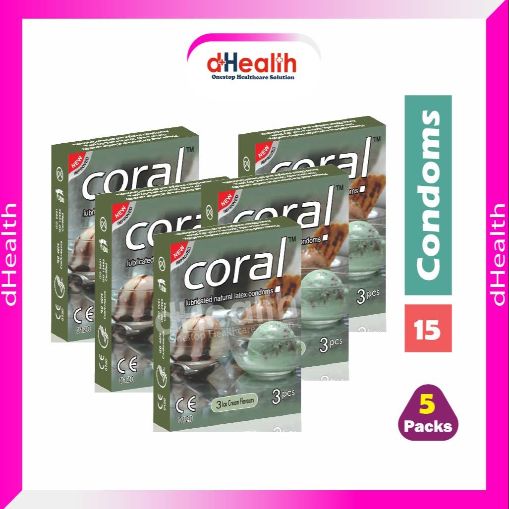Picture of Coral 3 Ice Cream Flavors Lubricated Natural Latex Condoms 5's Combo Pack- (5x3=15Pcs)