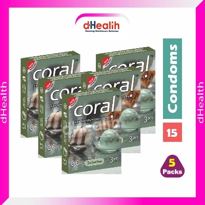 Picture of Coral 3 Ice Cream Flavors Lubricated Natural Latex Condoms 5's Combo Pack- (5x3=15Pcs)